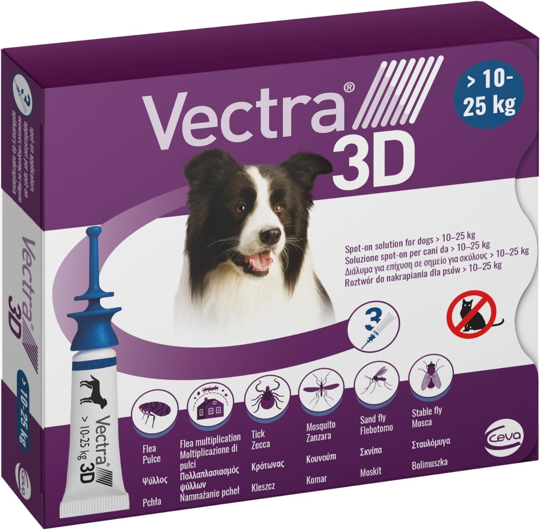 Vectra 3D Spot on Solution Flea, Ticks and Mosquito Repellent For Dogs, 3 Pipettes