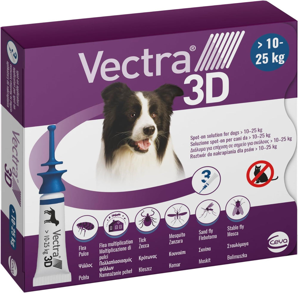Vectra 3D Spot on Solution Flea, Ticks and Mosquito Repellent For Dogs, 3 Pipettes