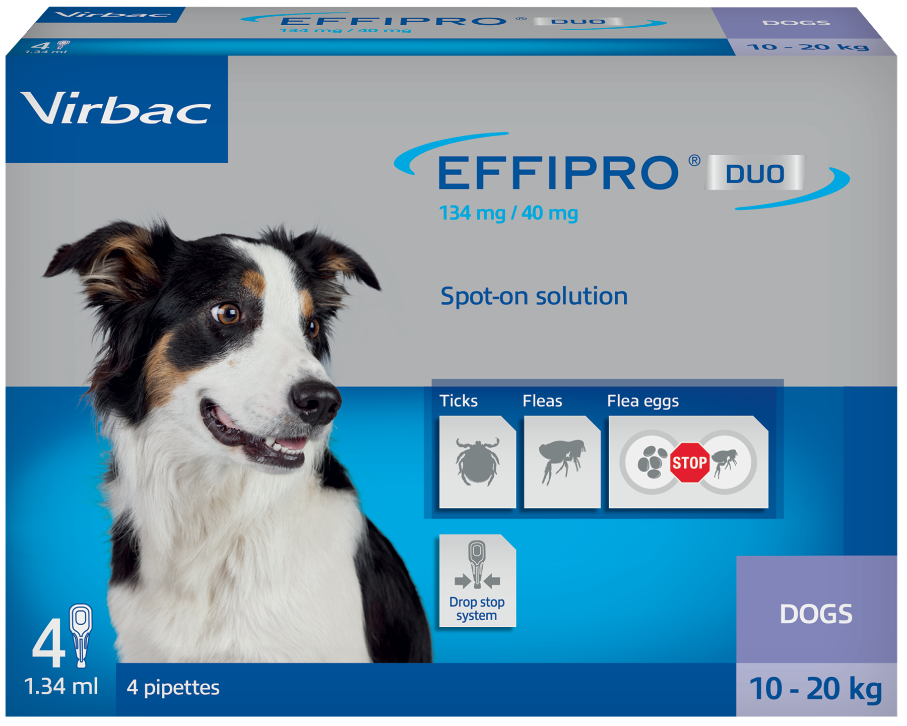 Effipro Duo Spot on Solutions For Cat S/M/L/XL Dog 4 Pipettes per Pack