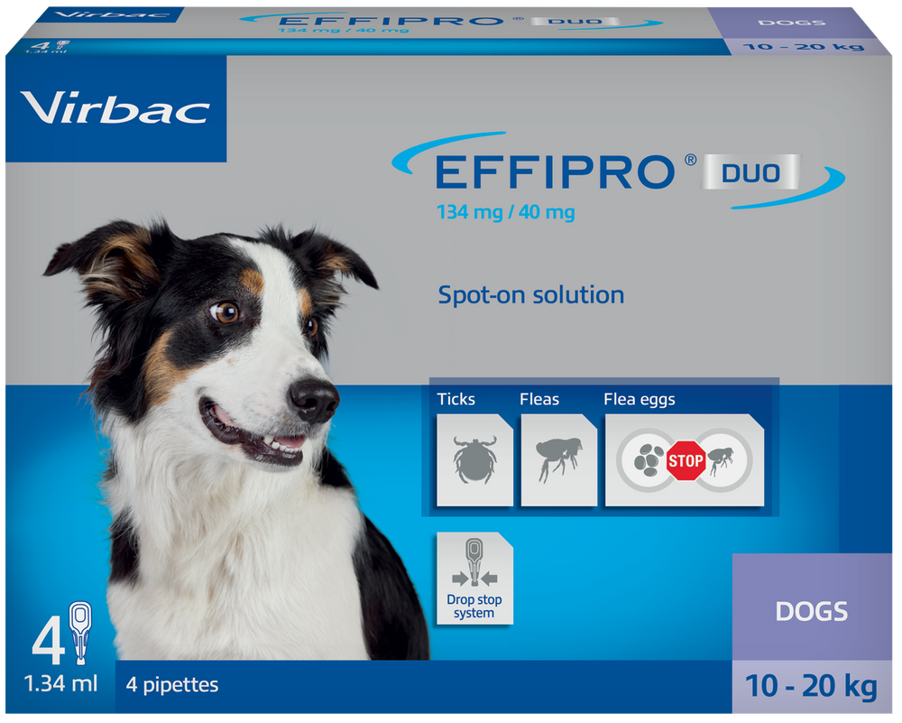 Effipro Duo Spot on Solutions For Cat S/M/L/XL Dog 4 Pipettes per Pack