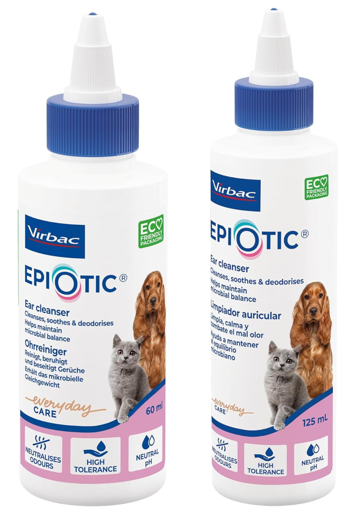 EpiOtic Ear Cleaner for Cats & Dogs - 60ml & 125ml Bottle - Antibacterial & Antifungal