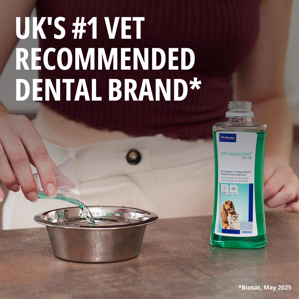 Virbac Vet Aquadent Anti-Plaque Solution for Cat and Dog, Pet Dental Care Solution