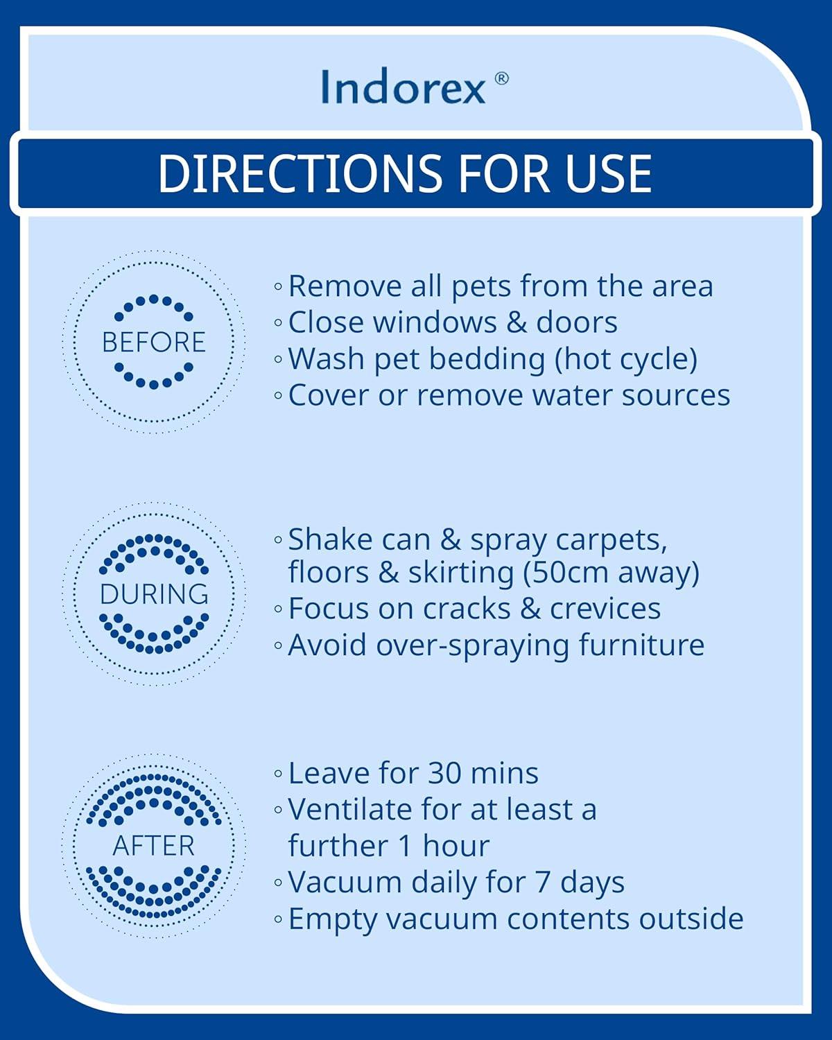 Indorex Defence Household Flea Spray Dog Cat 500ml - 12 Month Protection