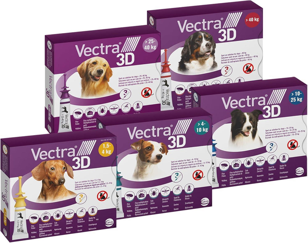 Vectra 3D Spot on Solution Flea, Ticks and Mosquito Repellent For Dogs, 3 Pipettes