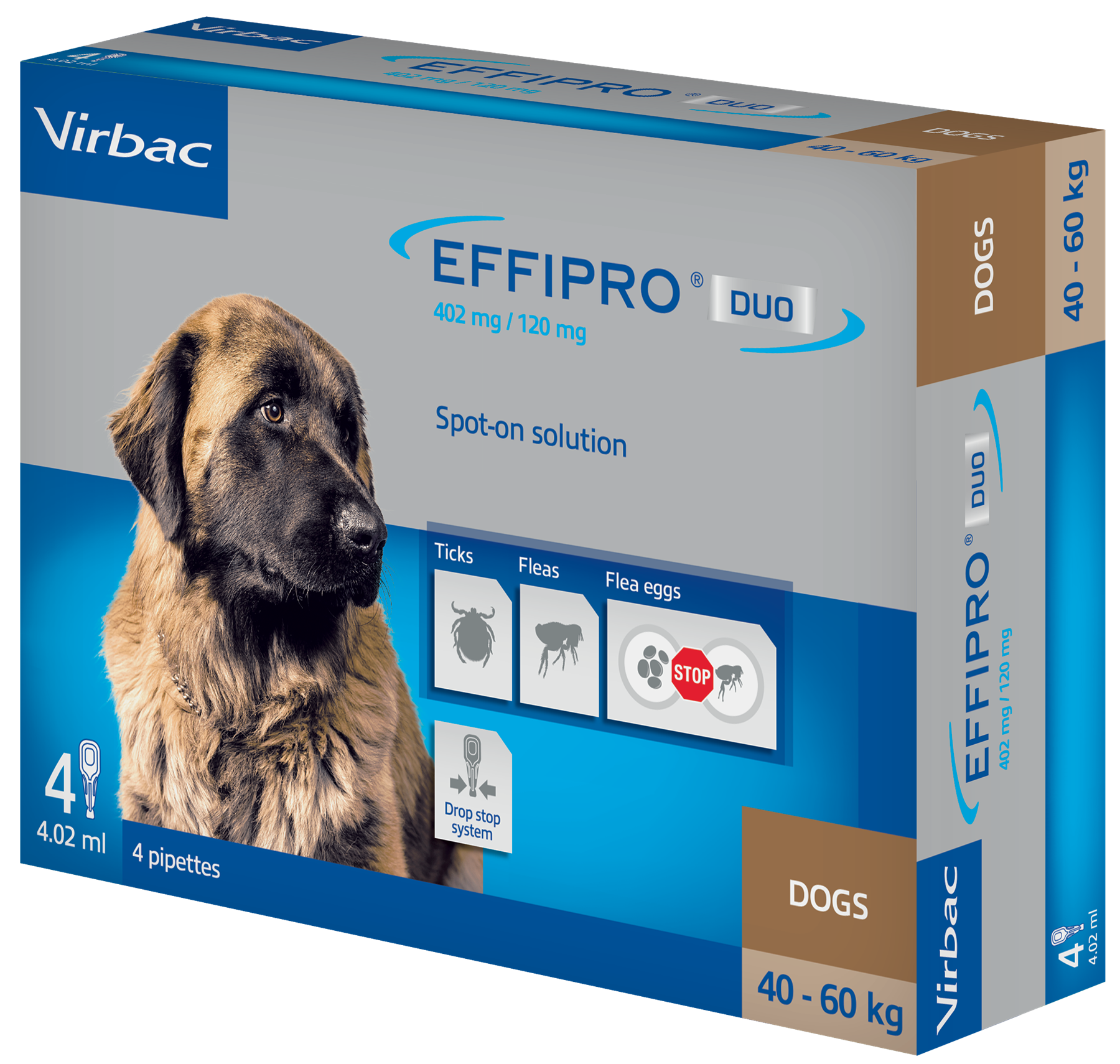Effipro Duo Spot on Solutions For Cat S/M/L/XL Dog 4 Pipettes per Pack