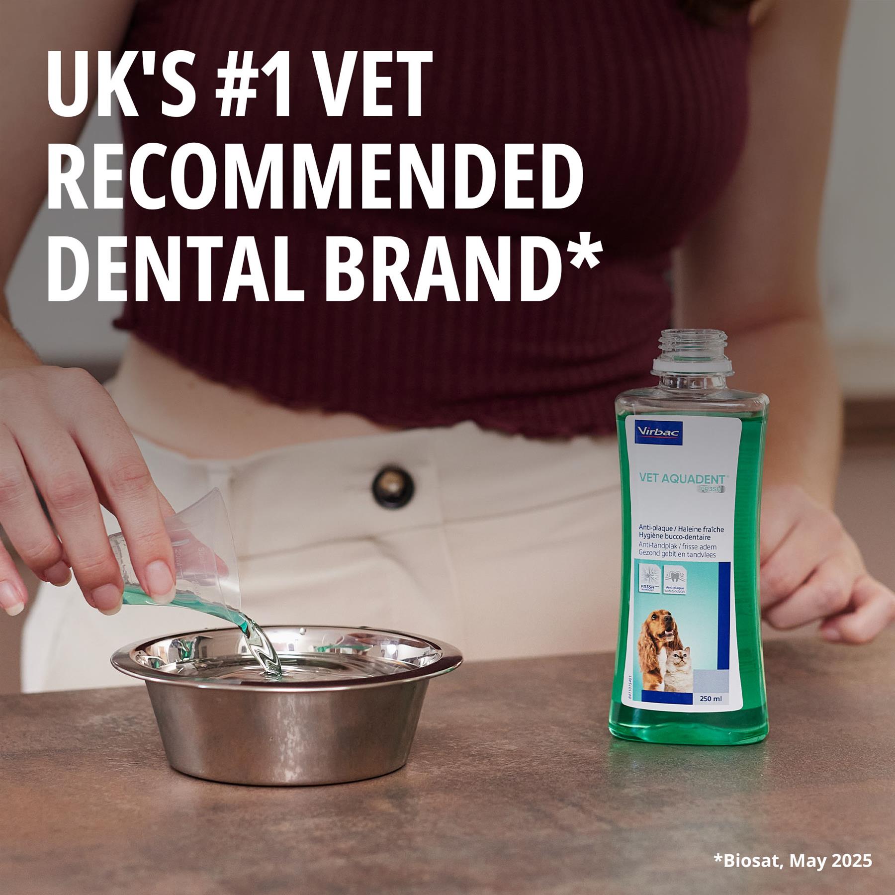 Virbac Vet Aquadent Anti-Plaque Solution for Cat and Dog, Pet Dental Care Solution