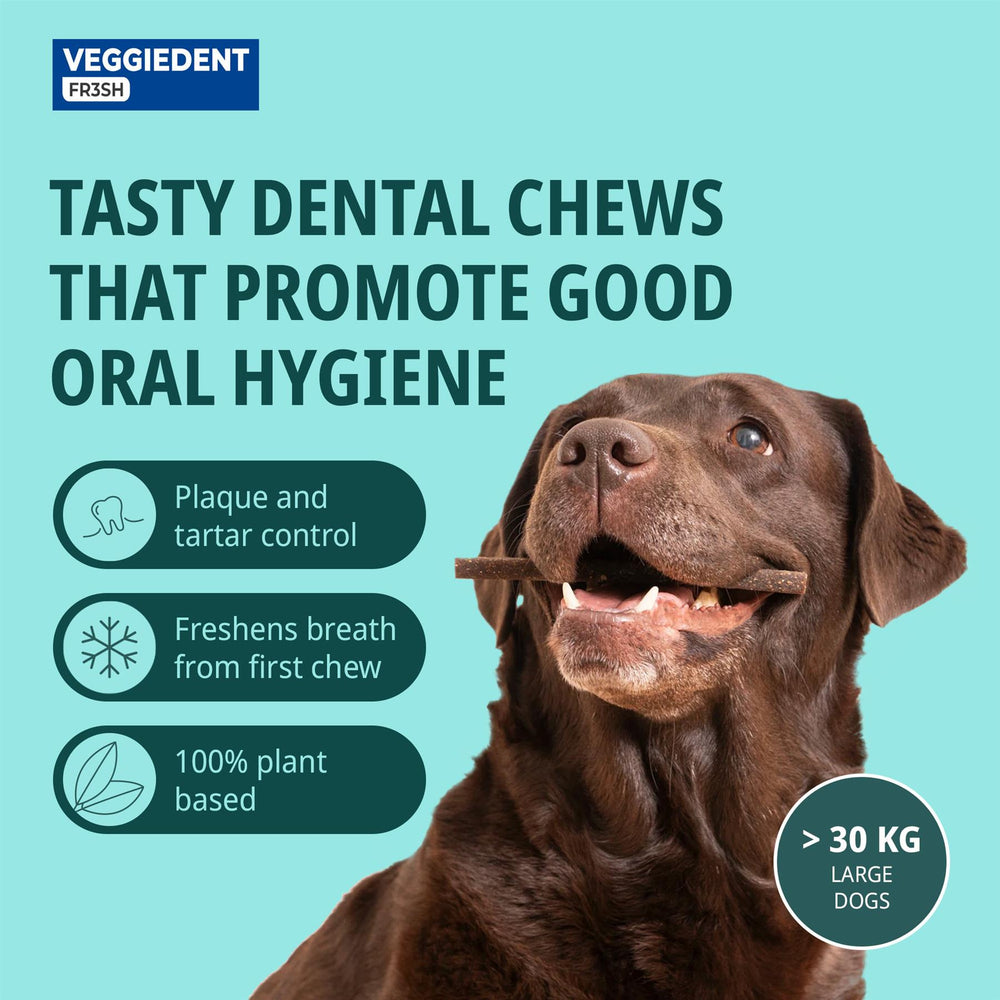 Virbac Veggiedent FR3SH Dental Chews for Dog Helps Clean Teeth & Freshen Breath, 15