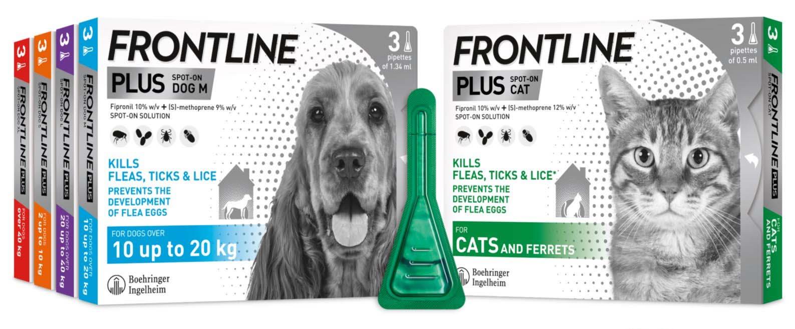 FRONTLINE Plus Flea & Tick Treatment for Cats & Small, Medium, Large and X Large Dogs
