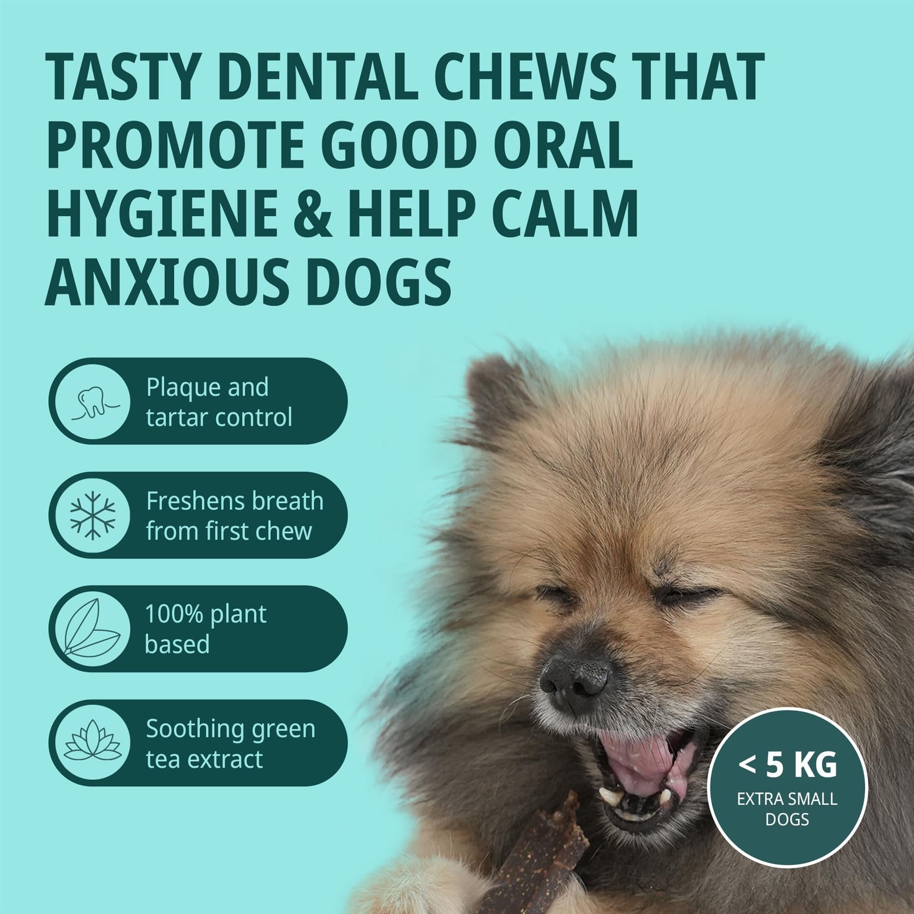 Virbac Veggiedent Zen 15 Dental Oral Care Dog Chews + Calming Anxiety Relief XS S M L