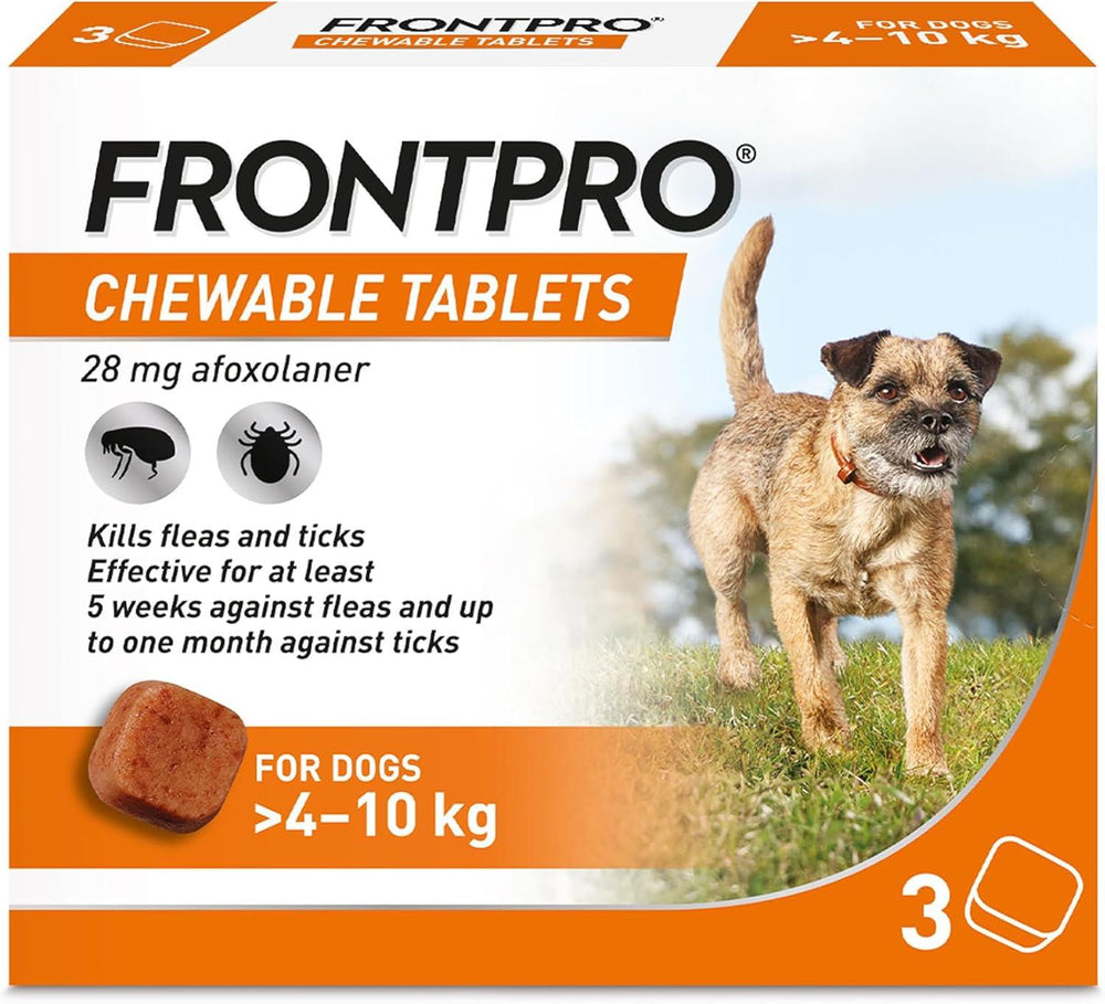 FRONTPRO Flea and Tick Chewable Tablets for Dogs Fast-Acting For S/M/L/XL Dogs 3 Pack