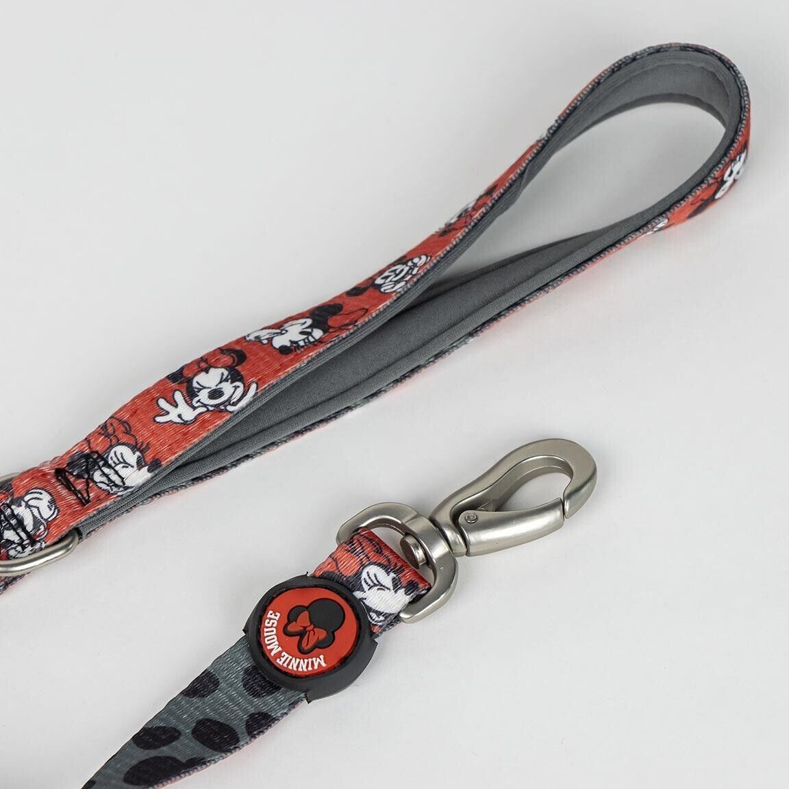 Minnie Mouse Premium Leash for Dogs - Pink and Black - Size M - Carabiner for Collar Included - Made of Polyester - 3D Details - Original Product Designed in Spain