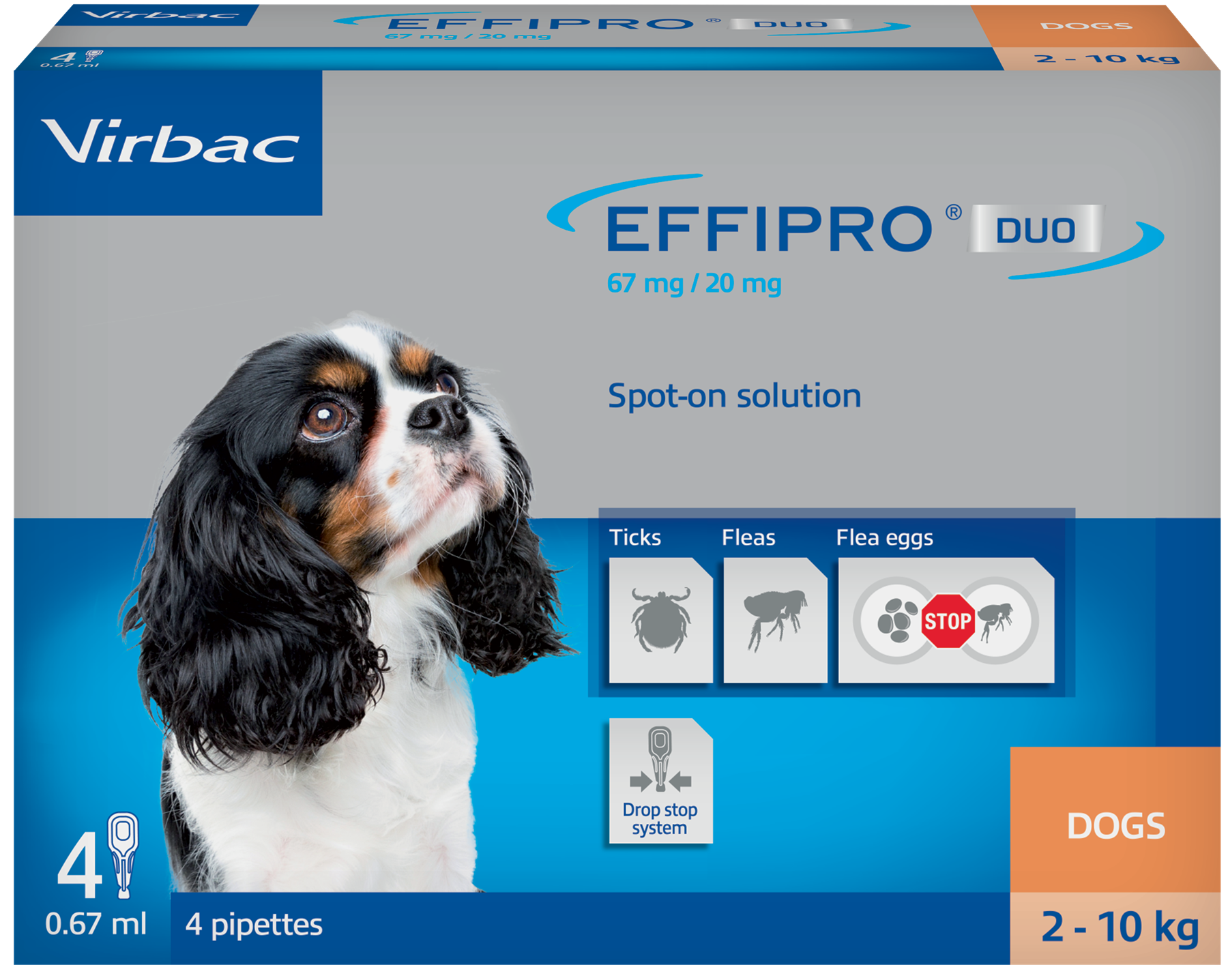 Effipro Duo Spot on Solutions For Cat S/M/L/XL Dog 4 Pipettes per Pack
